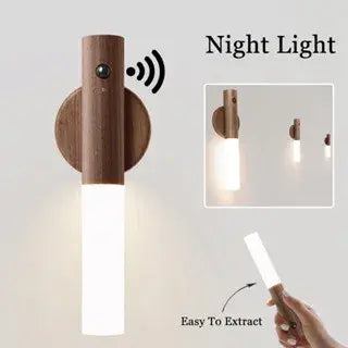 Lámpara de Pared Magnética de Madera con Luz Nocturna USB LED